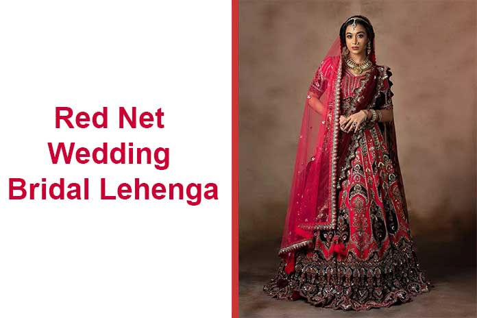 Red Net Wedding Bridal Lehenga